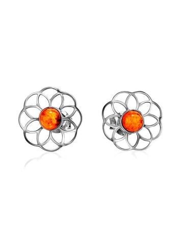 Amber Studs In Silver The Daisy, image 
