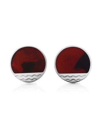 Flat Round Silver Studs With Amber The Monaco, image 