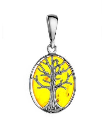 Talisman Silver Pendant With Amber The Tree Of Life, image 