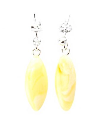 Honey Amber Elongated Studs In Sterling Silver, image 