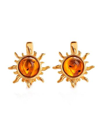Gold-Plated Earrings With Amber The Helios, image 