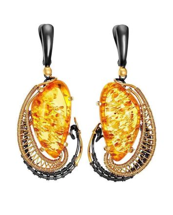 Gold Plated Amber Dangles The Triumph, image 