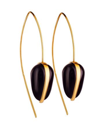 Gold Plated Hook Earrings With Cherry Amber The Pulse, image 