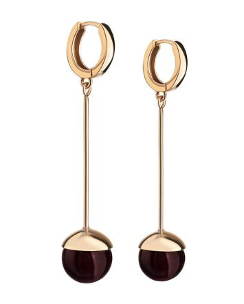 Gold-Plated Dangle Earrings With Cherry Amber The Paris, image 