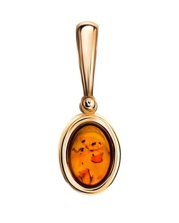 Oval Golden Pendant With Cognac Amber The Goji, image 