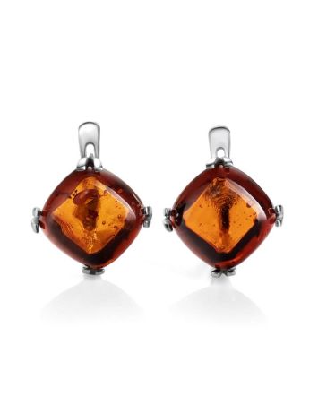 Cognac Amber Silver Earrings The Byzantium, image 