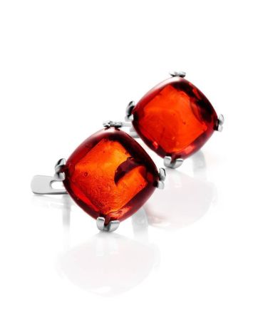 Silver Earrings With Cherry Amber The Byzantium, image 