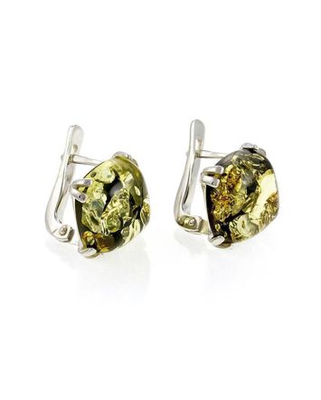 Geometric Silver Amber Earrings The Byzantium, image 