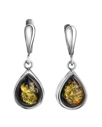 Green Amber Drop Earrings The Fiori, image 