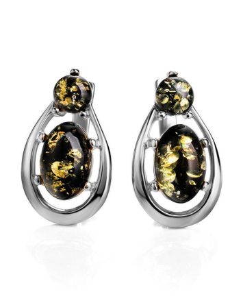 Green Amber Earrings In Sterling Silver The Prussia, image 