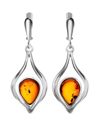 Cognac Amber Silver Dangles The Fiori, image 