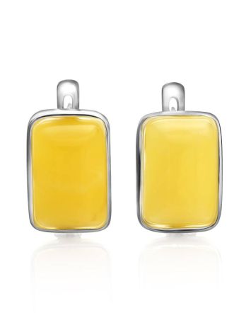 Geometric Silver Amber Earrings The Sparta, image 