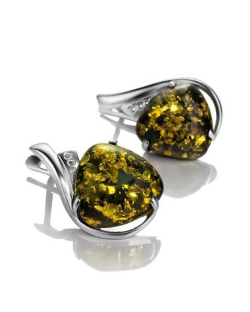 Green Amber Silver Earrings The Acapulco, image 