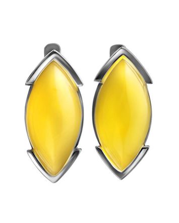 Leaf Cut Amber Earrings In Sterling Silver The Petal, image 