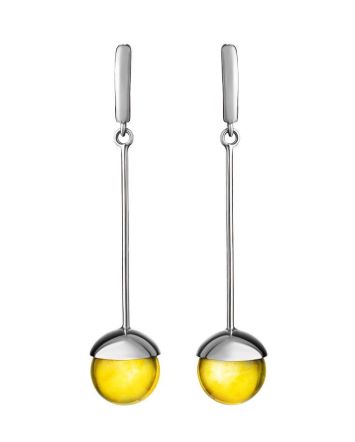 Silver Dangle Earrings With Lemon Amber The Paris, image 