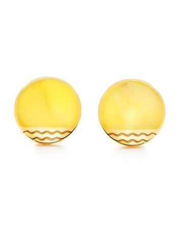 Round Gold Plated Studs With Honey Amber The Monaco, image 