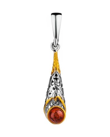 Filigree Gold-Plated Dangle Pendant With Amber The Roxanne, image 
