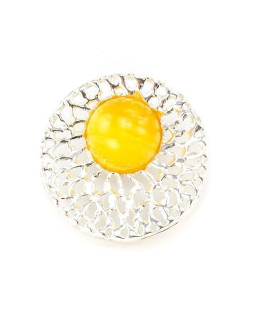 Filigree Silver Pendant With Honey Amber The Venus, image 