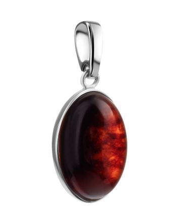Oval Amber Pendant In Silver The Goji, image 