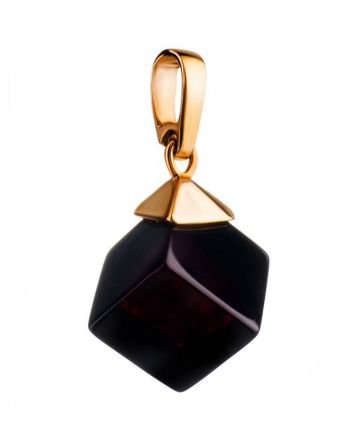 Geometric Amber Pendant In Gold-Plated Silver The Sugar, image 