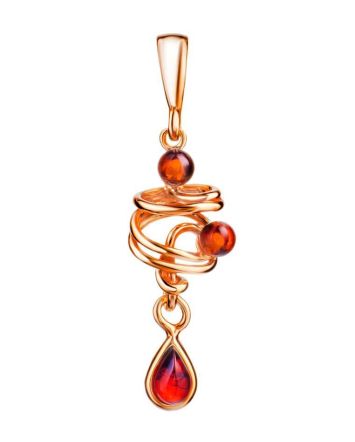 Twisted Gold Plated Amber Pendant The Siesta, image 