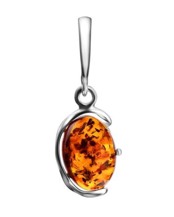Refined Oval Amber Pendant In Silver The Vivaldi, image 