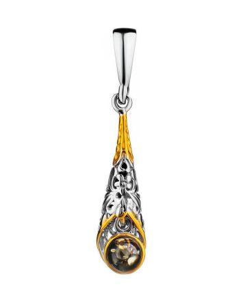 Elegant Gold Plated Amber Pendant The Roxanne, image 