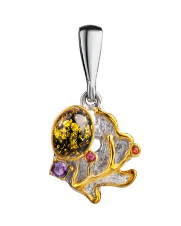 Gold-Plated Pendant With Amber And Crystals The Beatrice, image 