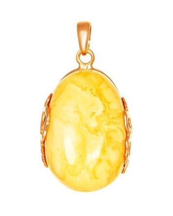 Classic Oval Amber Pendant In Gold-Plated Silver The Cascade, image 
