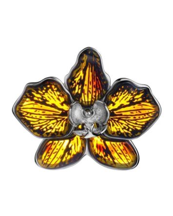 Designer Silver Amber Pendant The Orchid, image 