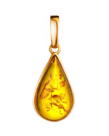 Gold Plated Teardrop Pendant With Lemon Amber The Pulse, image 