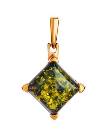 Green Amber Pendant In Gold-Plated Silver The Athena, image 