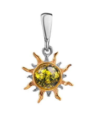 Sun Shaped Gold-Plated Pendant With Amber The Helios, image 