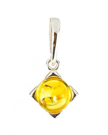 Small Square Silver Pendant With Lemon Amber The Rondo, image 
