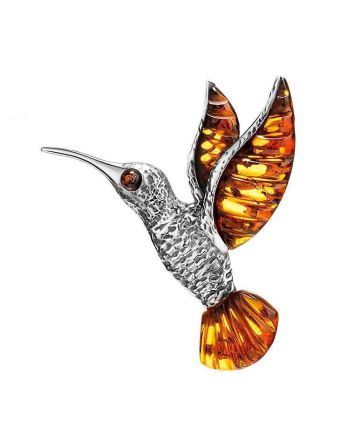 Chic Amber Hummingbird Pendant, image 