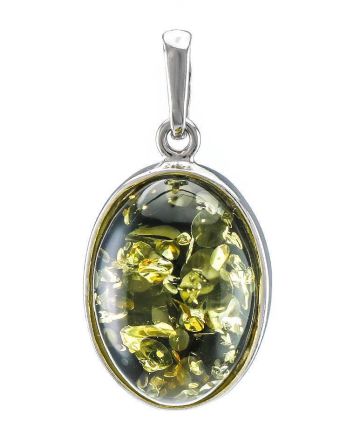 Oval Amber Silver Pendant The Goji, image 