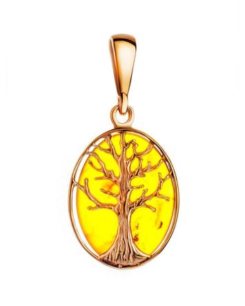 Traditional Amber Pendant in Gold-Plated Silver The Tree Of Life Amber, image 