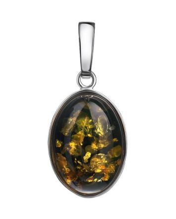 Bright Oval Amber Pendant In Silver The Goji, image 