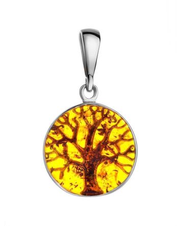 Talisman Silver Pendant With Amber The Tree Of Life, image 