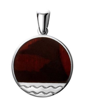 Round Silver Pendant With Cherry Amber The Monaco, image 