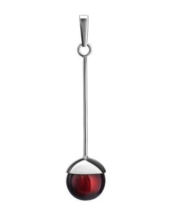 Stylish Silver Pendant With Ball Shaped Amber Stone The Paris, image 