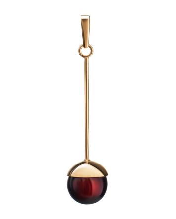 Stylish Gold-Plated Pendant With Cherry Amber The Paris, image 