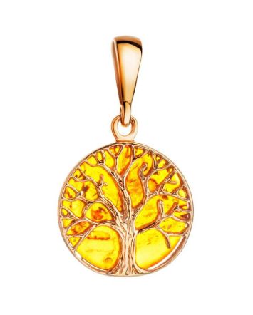 Traditional Amber Pendant in Gold-Plated Silver The Tree Of Life, image 