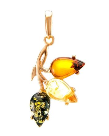 Multicolor Amber Gold Plated Pendant The Verbena, image 