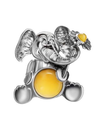 Cute Amber Elephant Pendant, image 