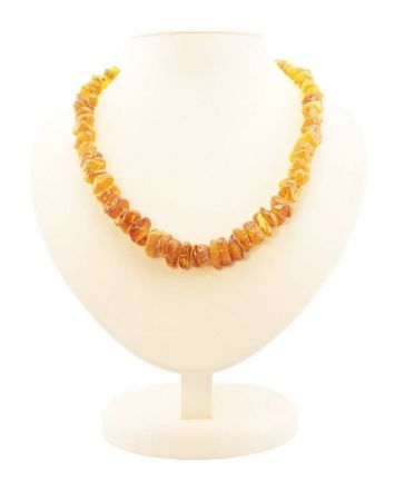 Raw Cut Amber Beaded Necklace, image 