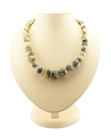 White Amber Ball Beaded Necklace The Meteor, image 