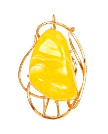 Oval Gold Plated Brooch With Amber Centerstone The Rialto, image 