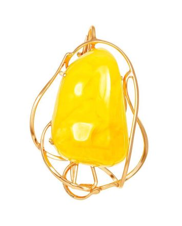 Gold Plated Brooch With Honey Amber The Rialto, image 
