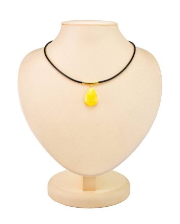 Teardrop Shape Amber Pendant Necklace, Length: 42, image 